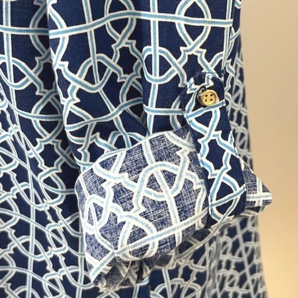 Charter Club Luxury 100% Linen Long Sleeve Roll Tab Button Up Shirt Women's Lrg - Picture 5 of 6